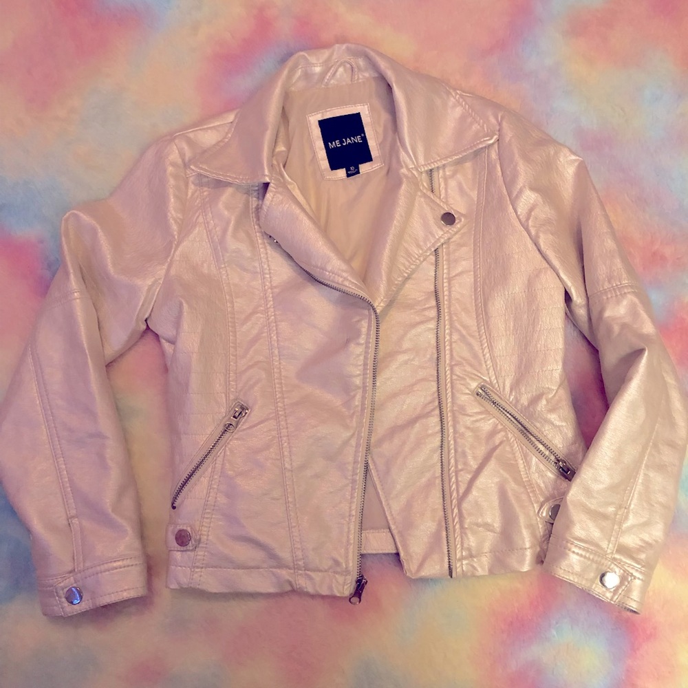 Light Gold Girls Pleather Jacket